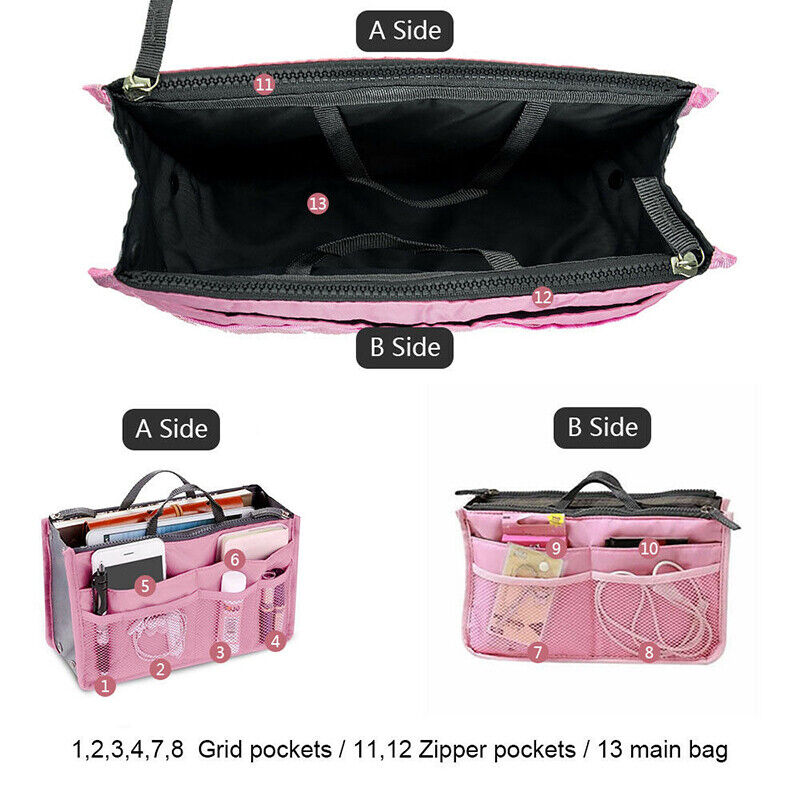LARGE CAPACITY MULTIFUNCTION BAG TRAVEL COSMETIC INSERT POUCH TOILETRY STORAGE