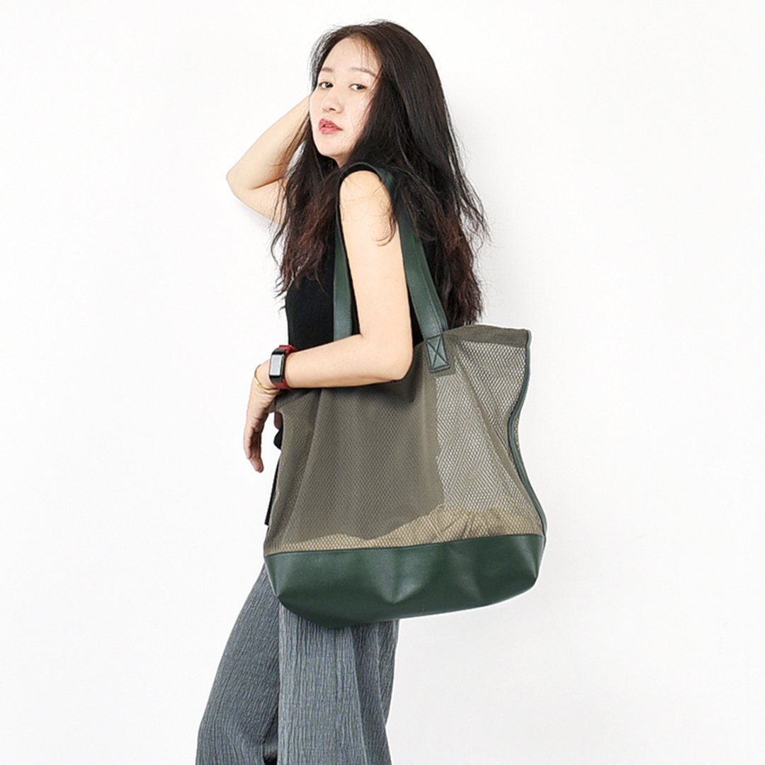 See Through Stitching Casual Shoulder Bag Shopping Bag
