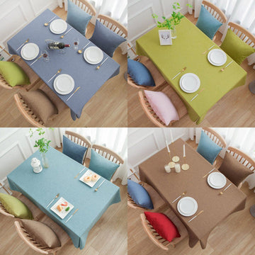 Simple Cotton Linen Dining Solid Tablecloth Rectangular Waterproof