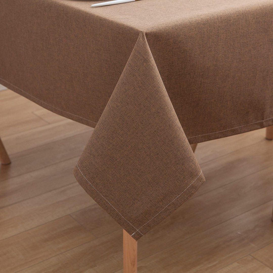 Simple Cotton Linen Dining Solid Tablecloth Rectangular Waterproof