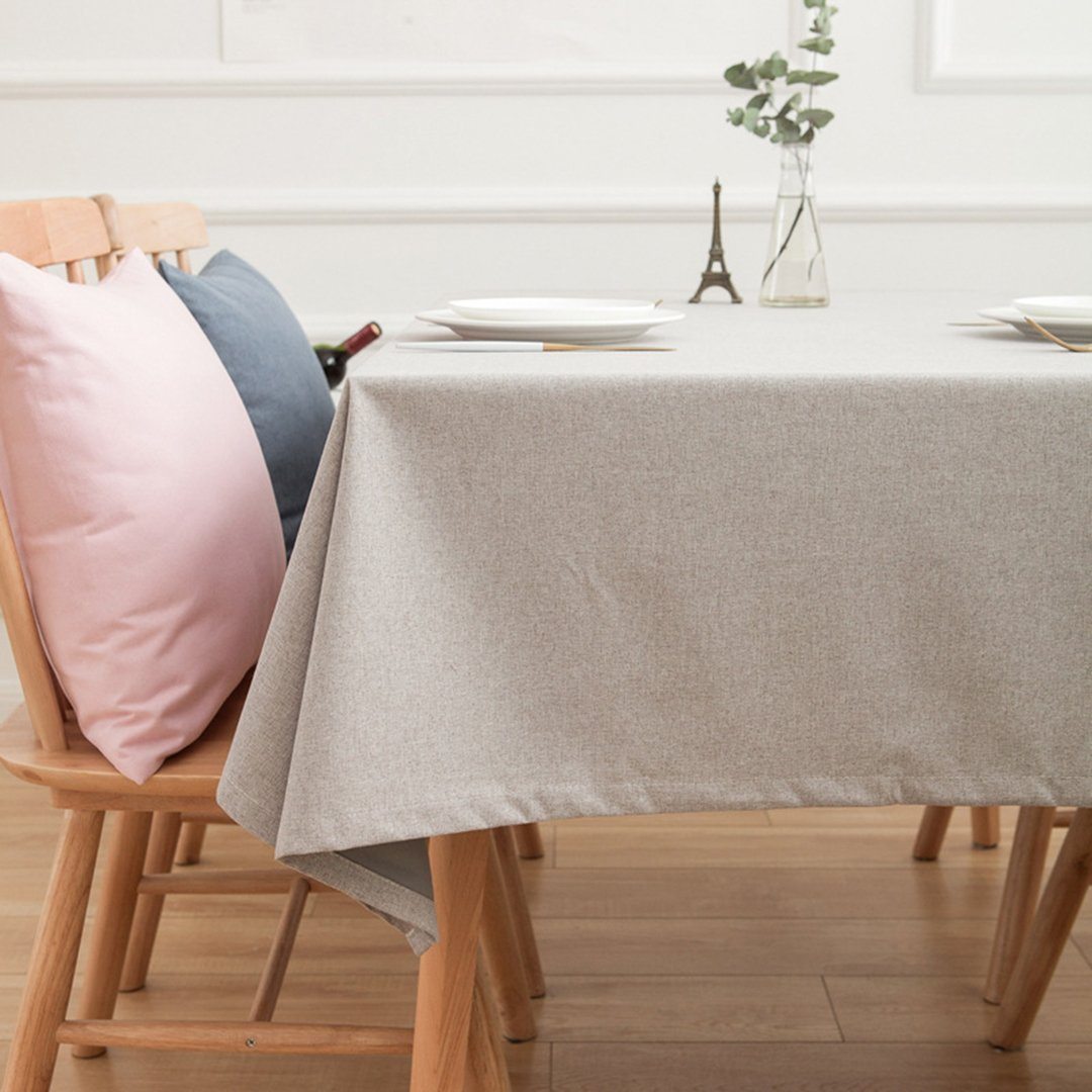 Simple Cotton Linen Dining Solid Tablecloth Rectangular Waterproof