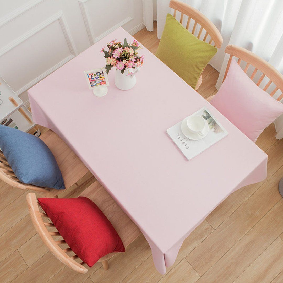 Simple Cotton Linen Dining Solid Tablecloth Rectangular Waterproof