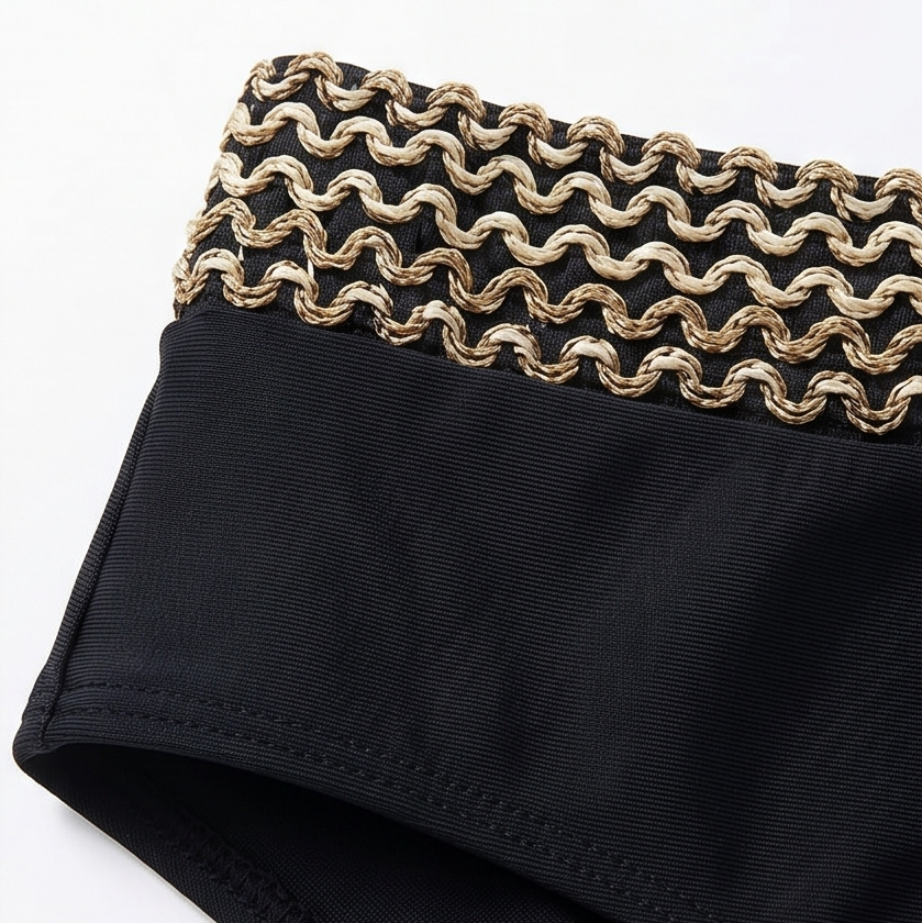 Woven Chain-Trim High-Waist Bikini