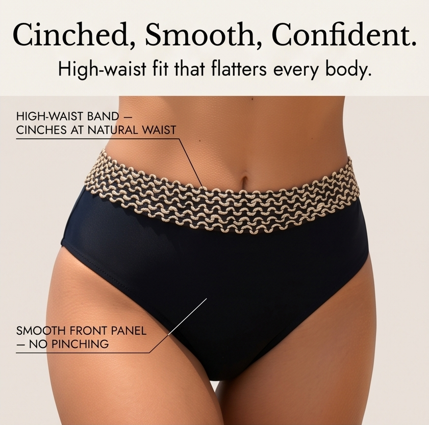 Woven Chain-Trim High-Waist Bikini