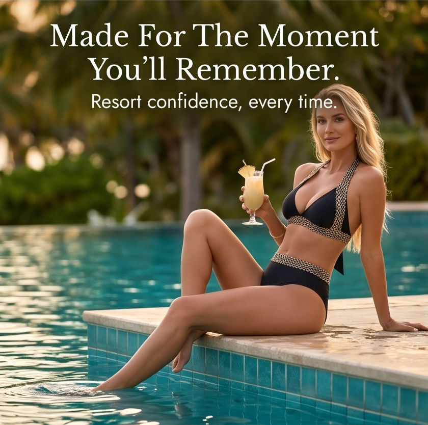 Woven Chain-Trim High-Waist Bikini
