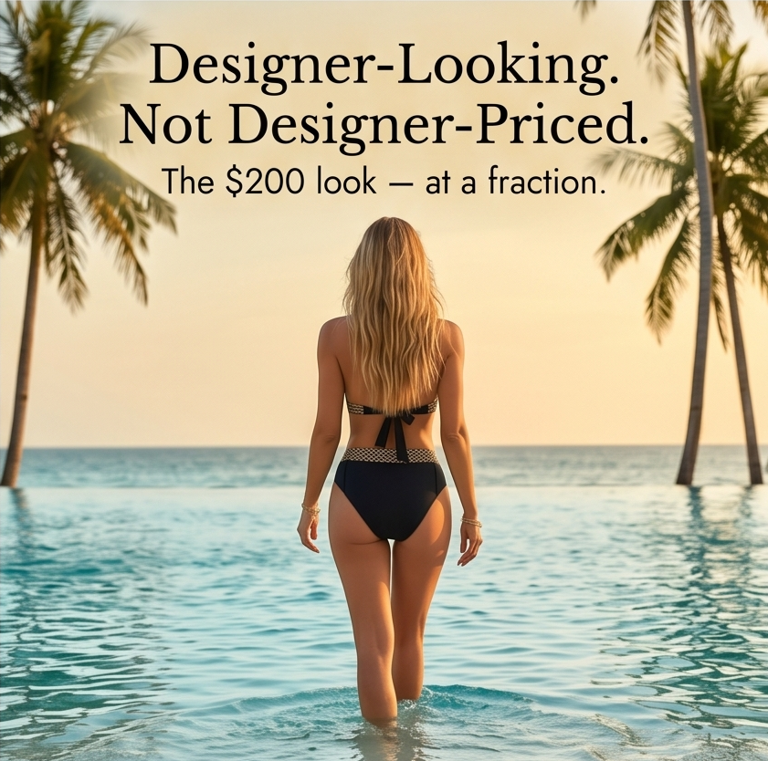 Woven Chain-Trim High-Waist Bikini