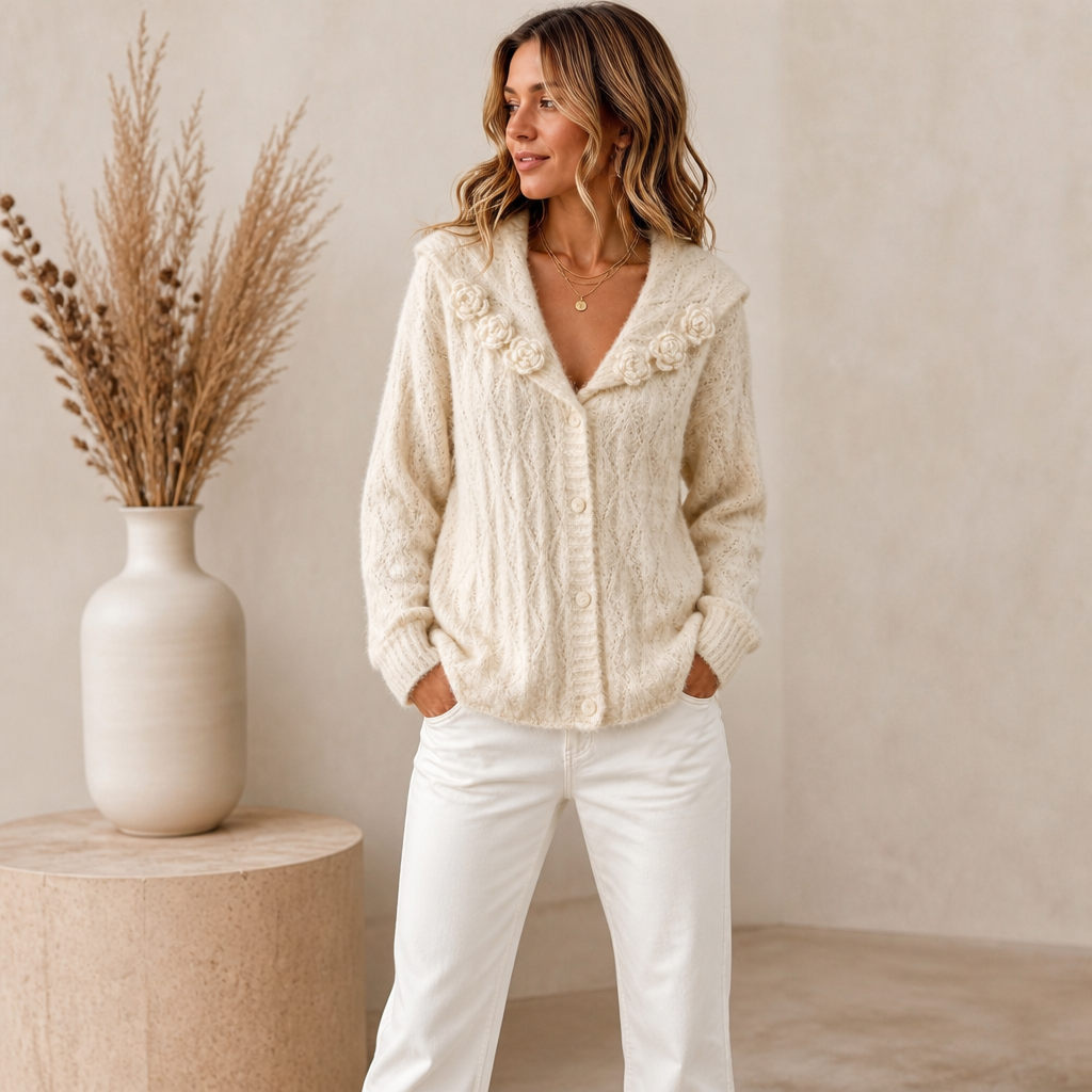 Sailor Collar Crochet Knit Cardigan
