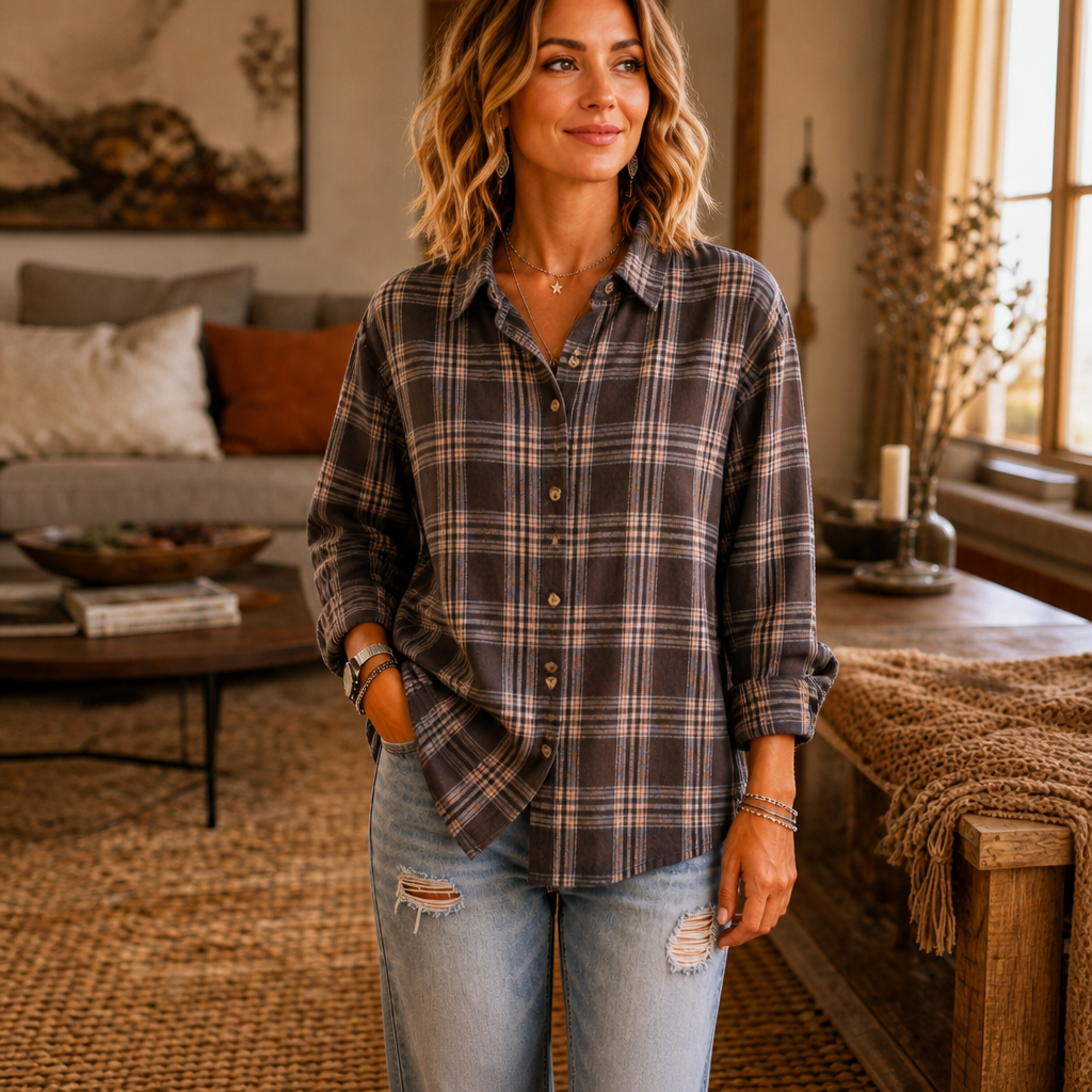 Plaid Button-Down Shirt