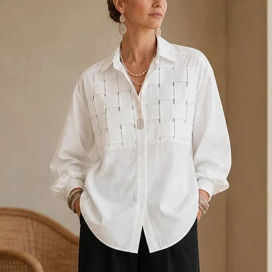 Check Long-Sleeve Blouse