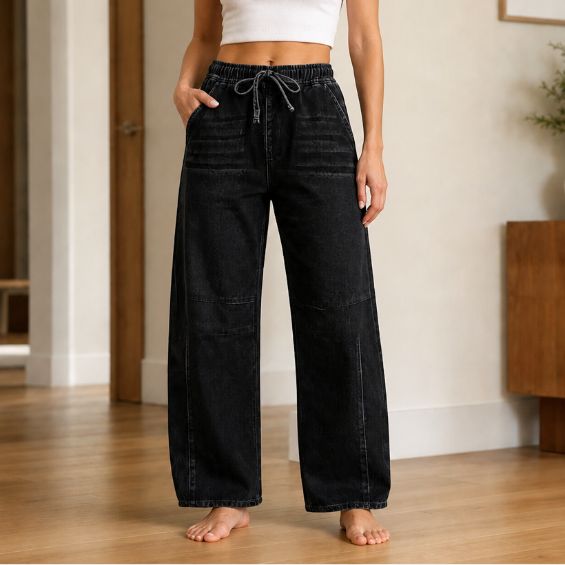 Adjustable Waist Relaxed Barrel Jeans