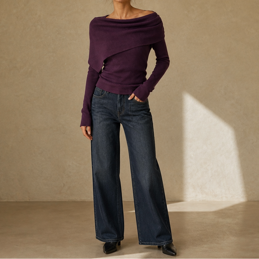 Ribbed Convertible Knit Capelet Top