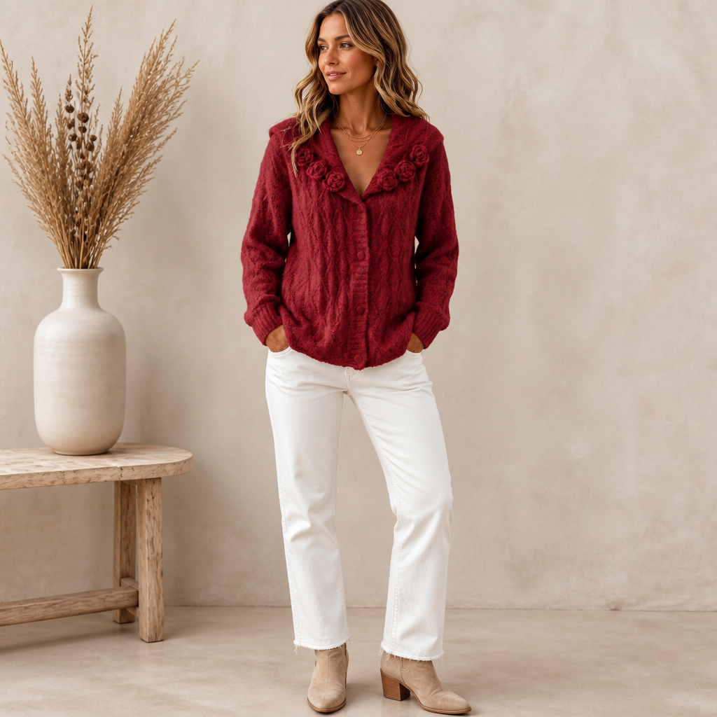 Sailor Collar Crochet Knit Cardigan