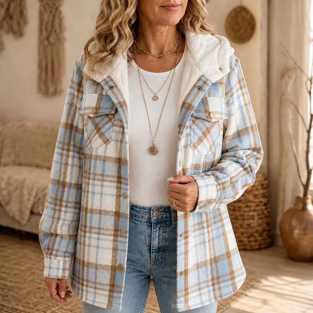 Sherpa-Lined Plaid Flannel Shacket