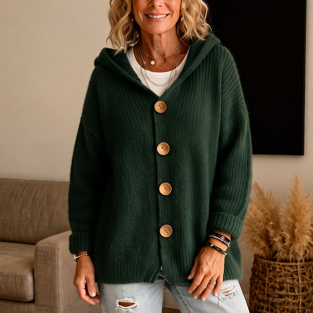 Chunky Rib-Knit Hooded Cardigan