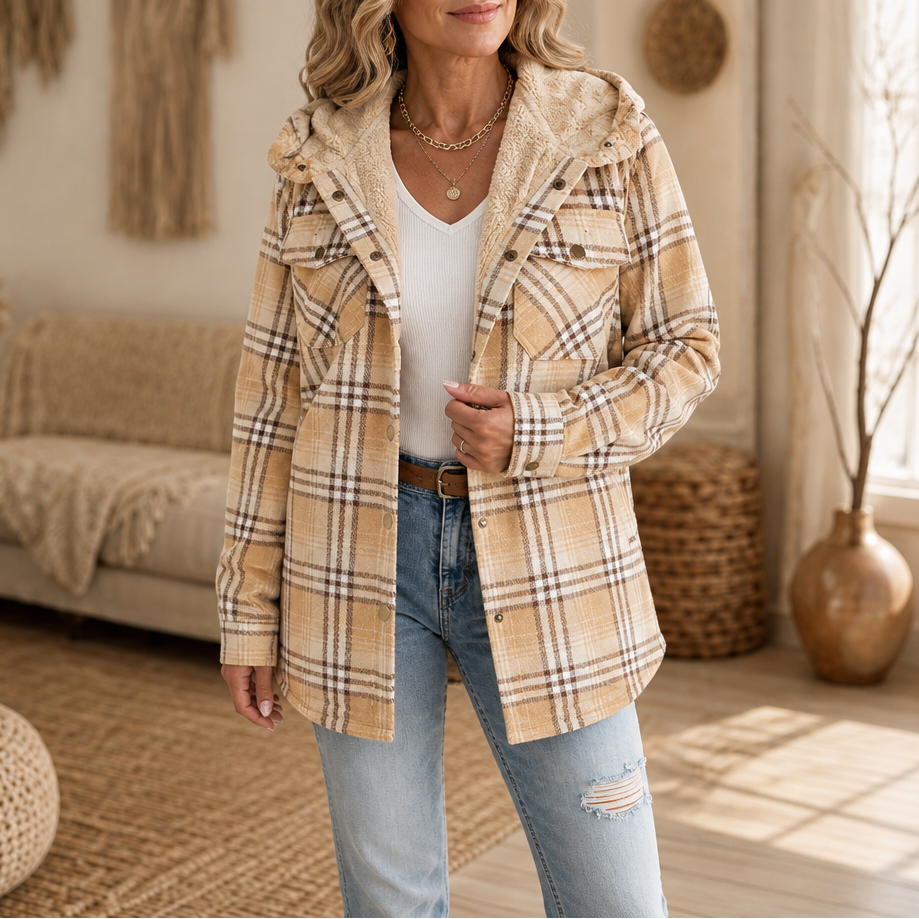 Sherpa-Lined Plaid Flannel Shacket