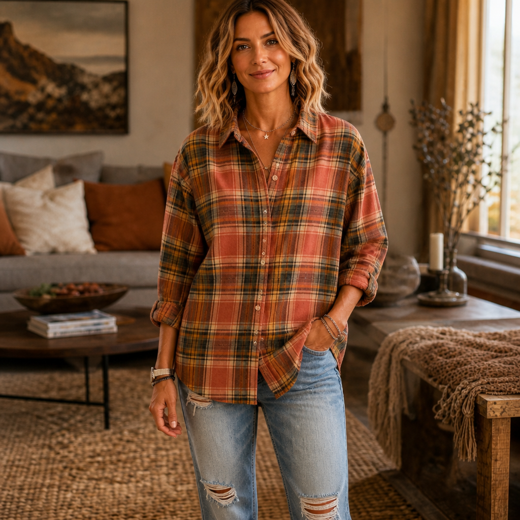 Plaid Button-Down Shirt