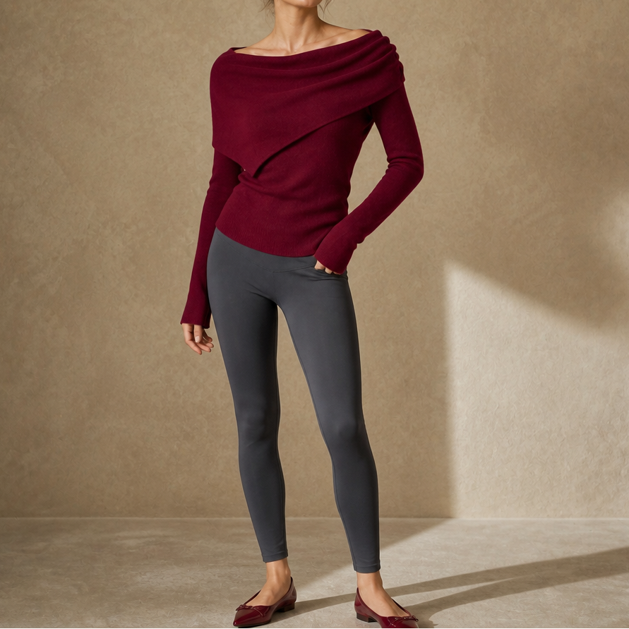Ribbed Convertible Knit Capelet Top
