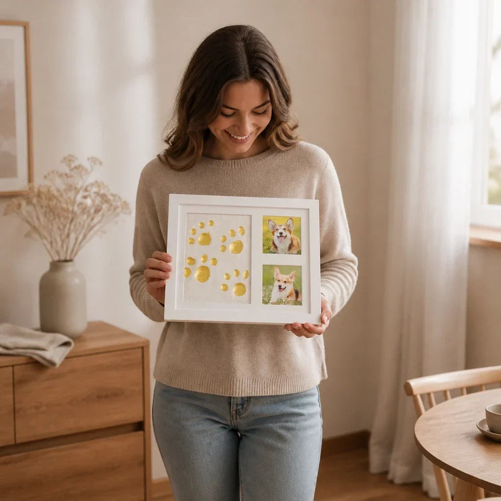 Three-Window Paw Print Frame
