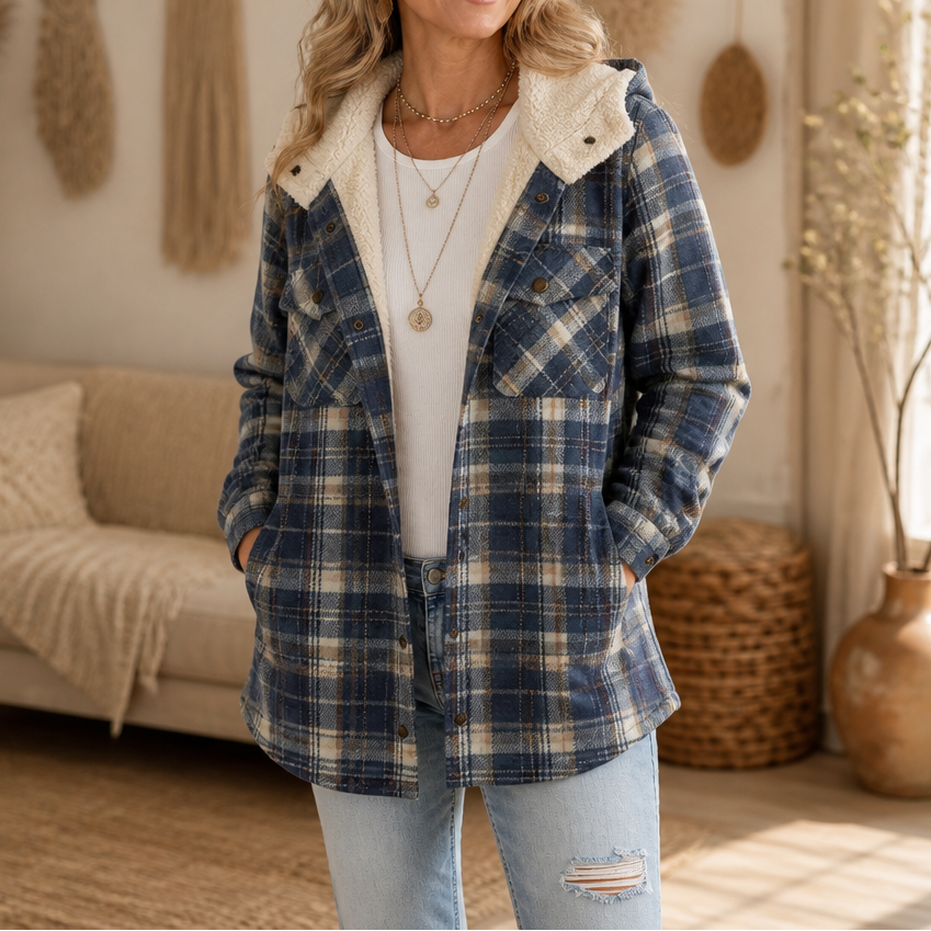 Sherpa-Lined Plaid Flannel Shacket