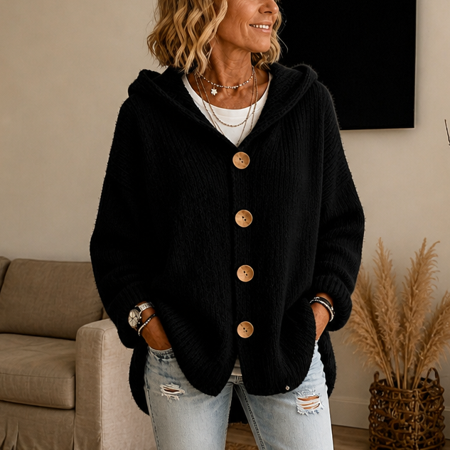 Chunky Rib-Knit Hooded Cardigan
