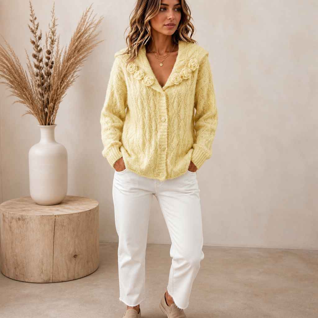 Sailor Collar Crochet Knit Cardigan