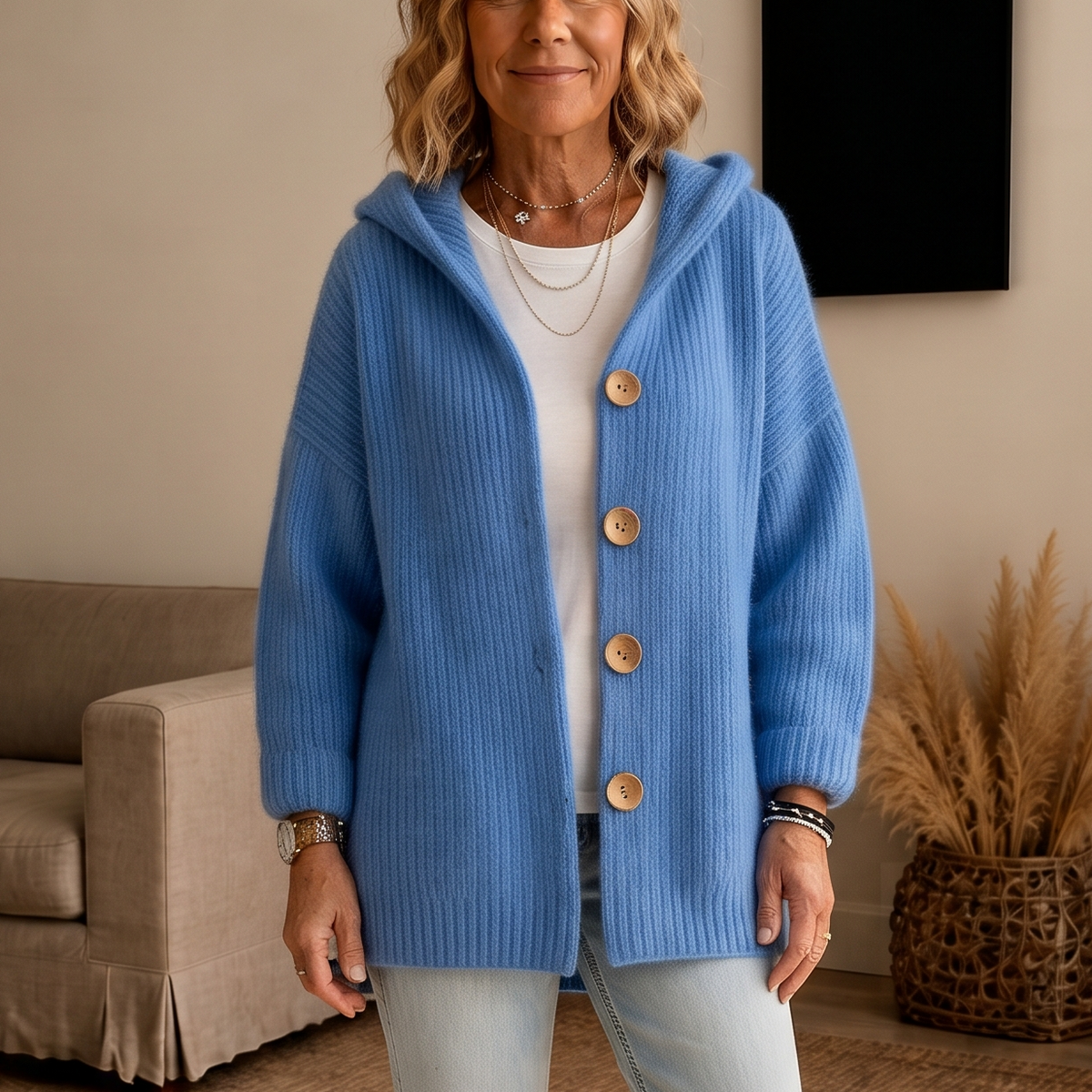 Chunky Rib-Knit Hooded Cardigan