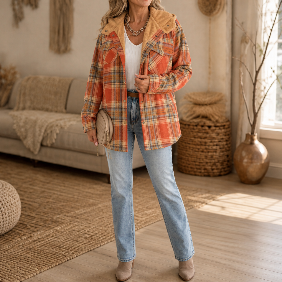 Sherpa-Lined Plaid Flannel Shacket