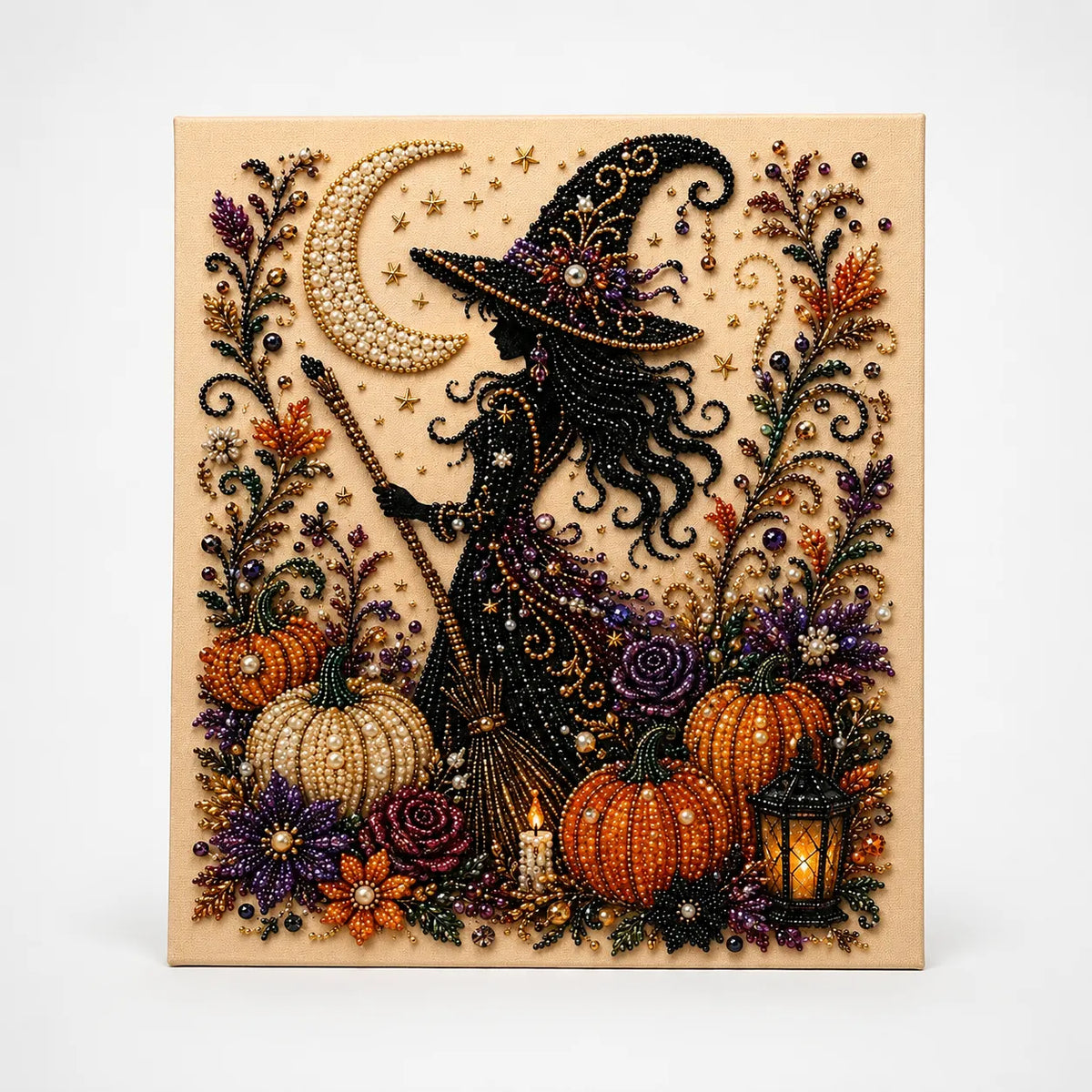 Halloween Pearl-like Bead Craft Kit, Cozy Wall Art DIY