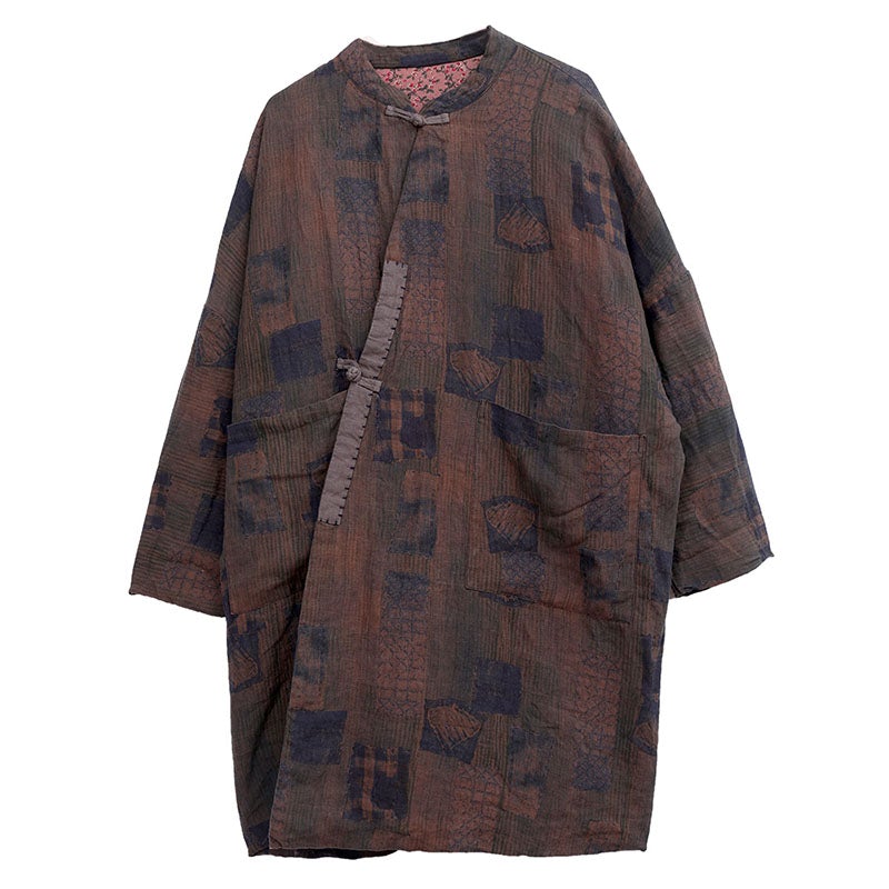 Winter Retro Ethnic Cotton Padded Linen Loose Coat