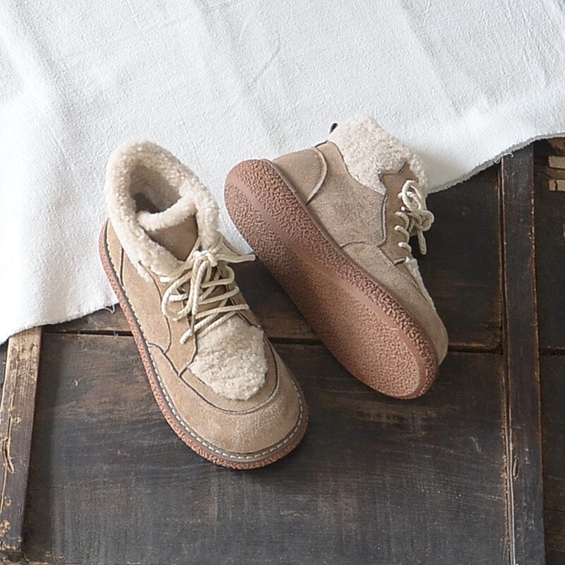 Winter Warm Fleece Lining Lace Up Casual Boots